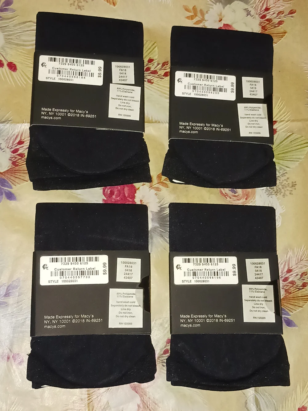 x4 Pairs INC International Concepts Women's Black Dress Socks